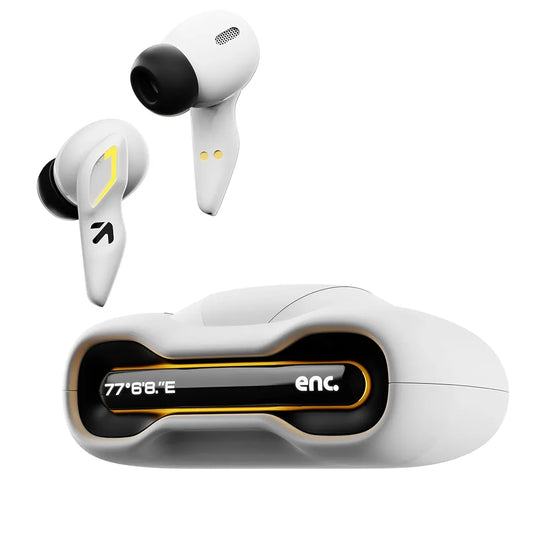 GOBOULT UFO Truly Wireless in Ear Earbuds with 48H Playtime, Built-in App Support, 45ms Low Latency Gaming, 4 Mics ENC, Breathing LEDs, 13mm Bass Drivers Ear Buds TWS, Made in India (White Opal)